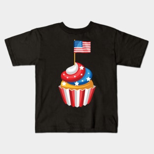 4th Of July Cupcake America Flag Holiday Party Kids T-Shirt